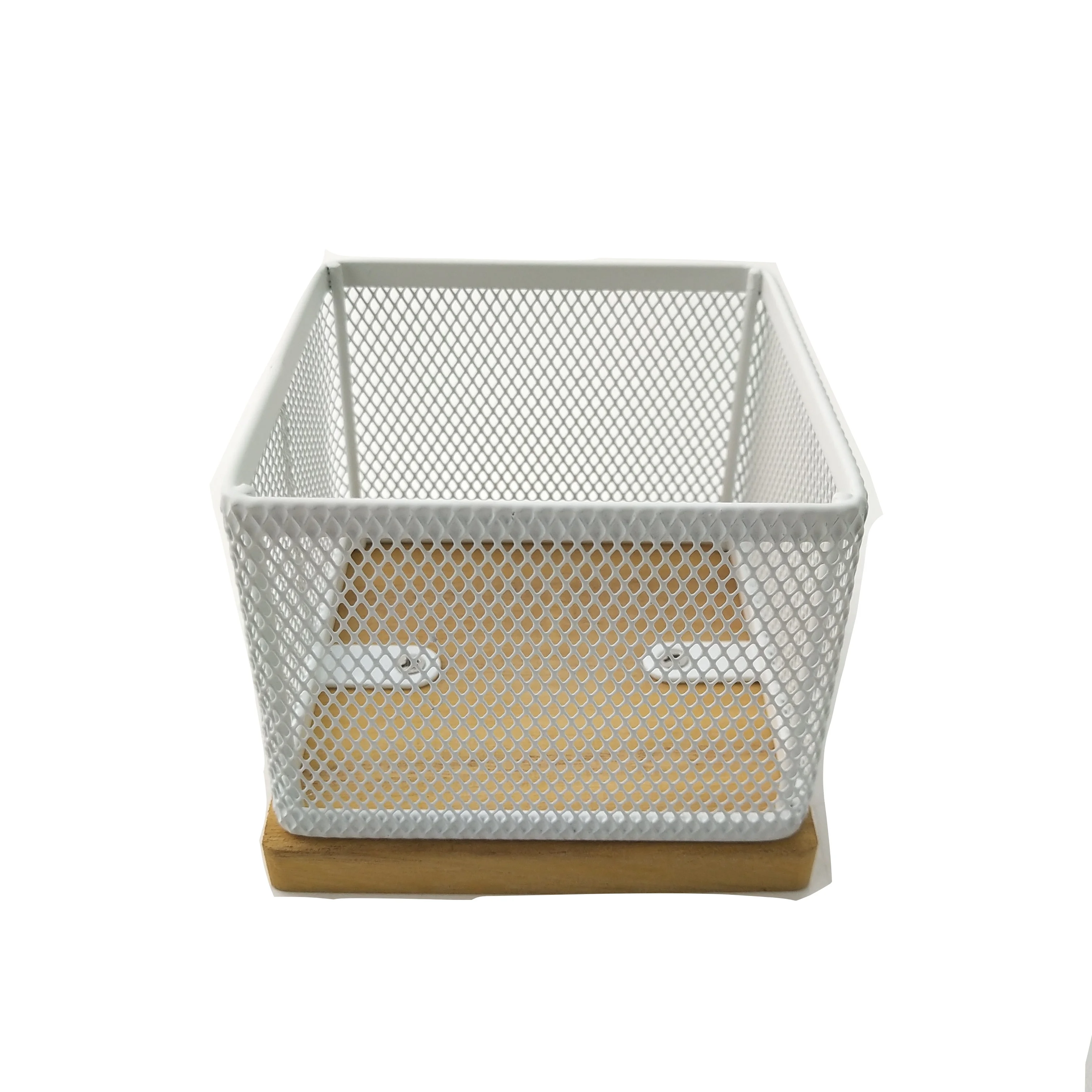 Современный простой офисный органайзер для дома и школы, настольный держатель для хранения с деревянной основой, металлический сетчатый держатель для заметок, держатель для липких заметок