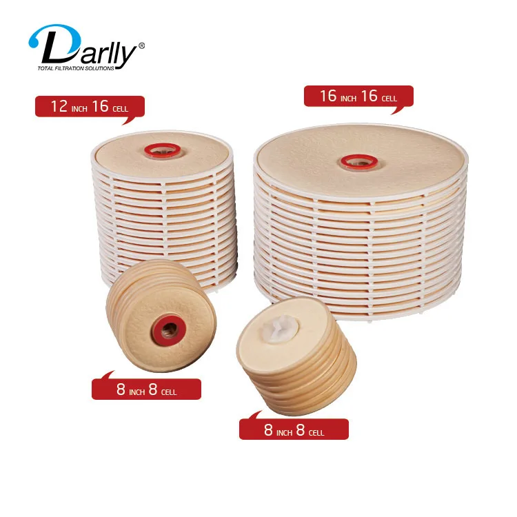 Food water treatment chemical 12/16 inch depth lenticular filter cartridge oil solvent filter for plant extracts filtration
