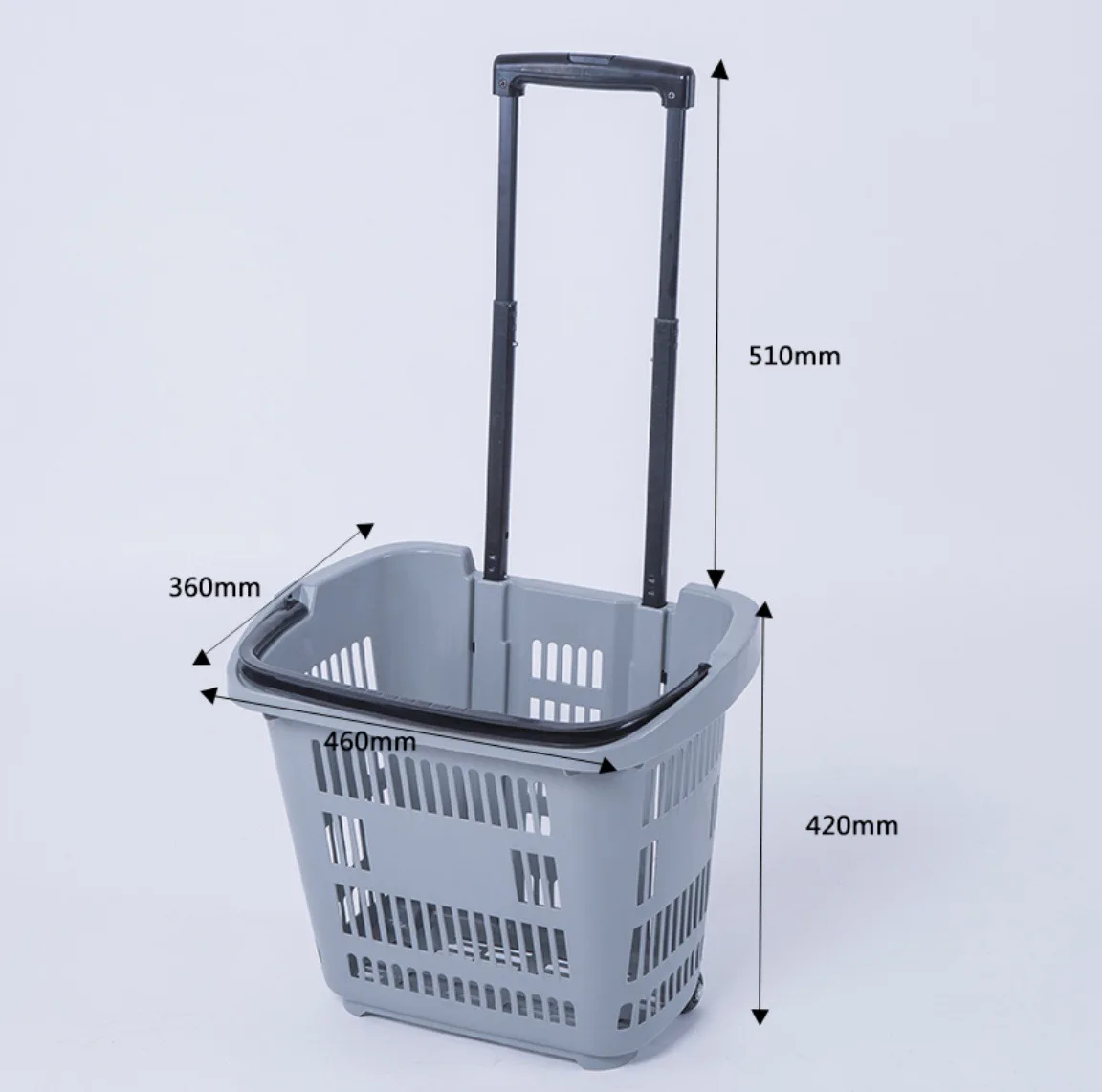 Meicheng Fruit Store Convenience Store Retractable Plastic Shopping Basket Four Wheel Supermarket Shopping Basket