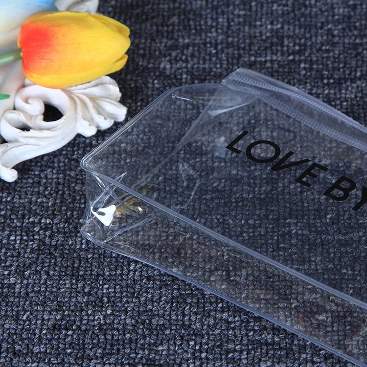 
Wholesale vinyl cosmetic transparent heal-seal pvc makeup pouch with ziplock small clear pouch bag 