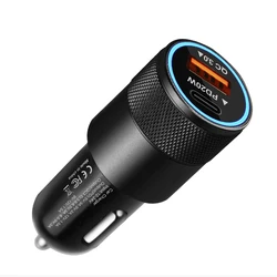 Factory stock fast car charger dual port type c pd 20w usb qc3.0 for mobile phone