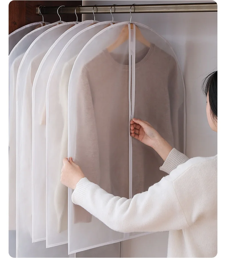 Promotional Custom Logo Household Transparent Dust proof Bulk Suit Cover Clothes Protector EVA Clear Garment Bags