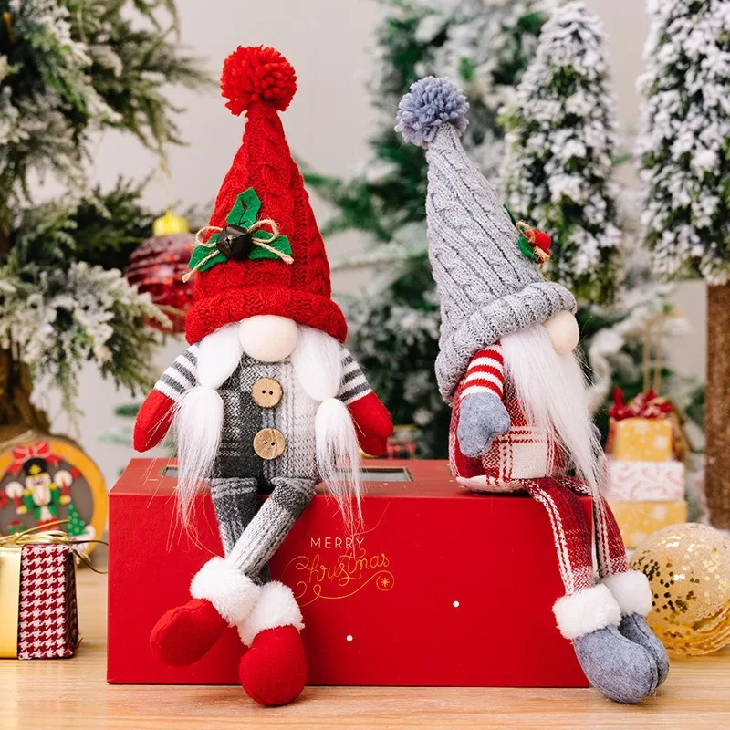 2025 Christmas Ornament Gifts Gnomo De Navidad Couple Faceless Doll Striped Hat Rudolph Dwarf Hold Xmas Tree Gnome Plush Toy