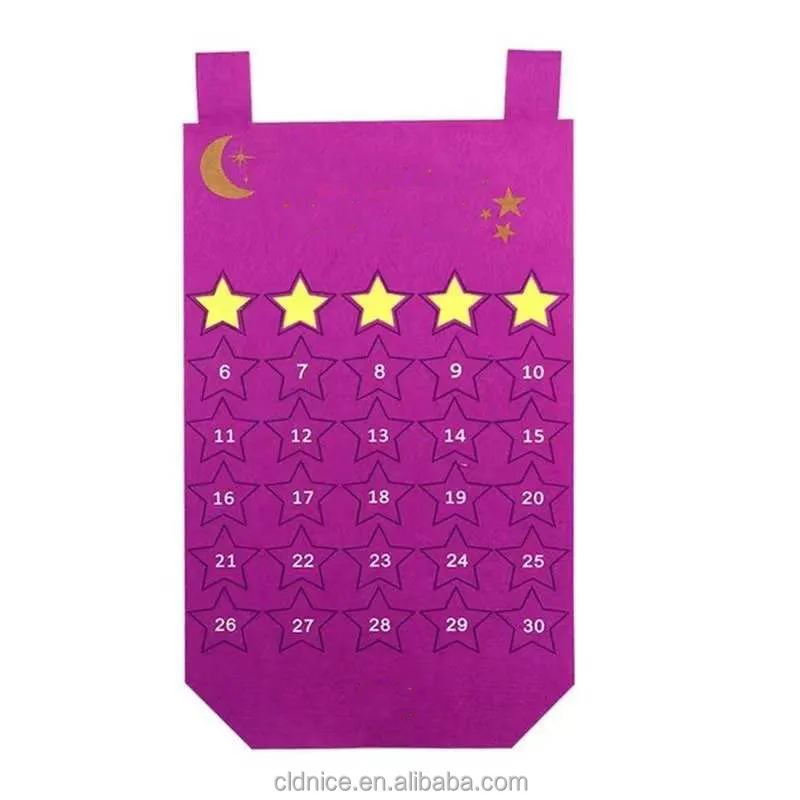 Nice Factory Wholesale Ramadan Advent Calendar Eid Calendar Countdown Calendar Eid Mubarak Hanging Felt For Kids Eid Gifts