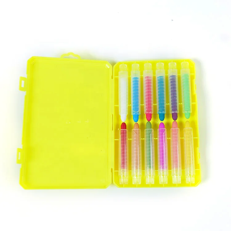 Attractive Price Erasable Draw Wax Painting Crayons Kids Art Supplies Color Crayon Set With Plastic Case