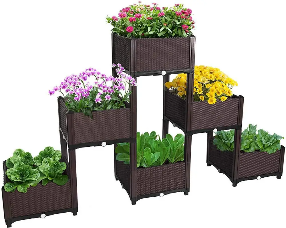 Inexpensive and freely assembled square 50*50cm raised garden bed are ideal for balcony gardens raised garden bed