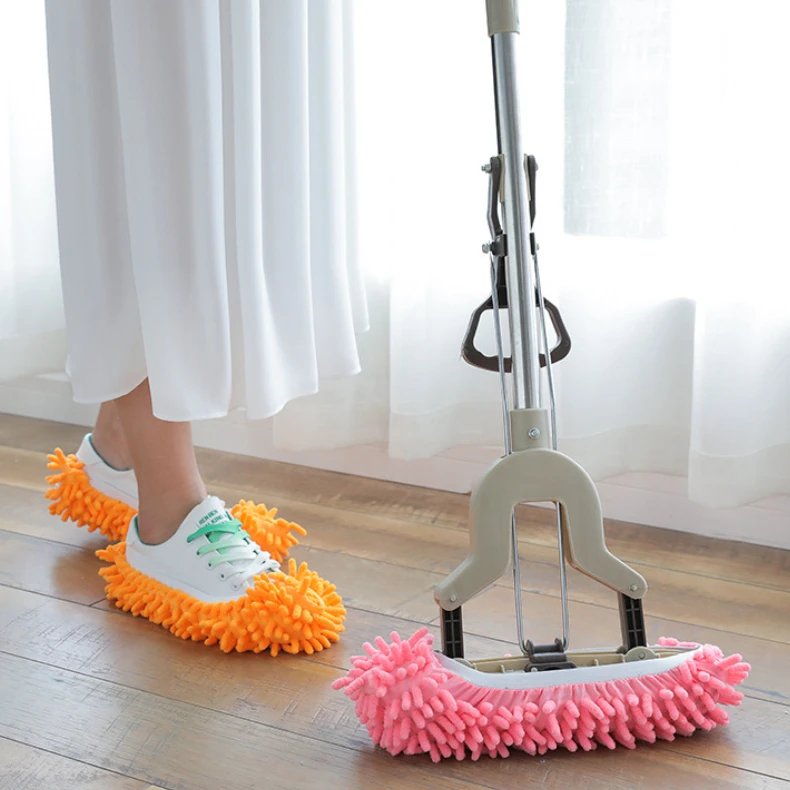 FF2843 Reusable Floor Cleaning Microfiber Mop Slippers Washable Shoes Cover Soft Microfiber Dust Mop Socks