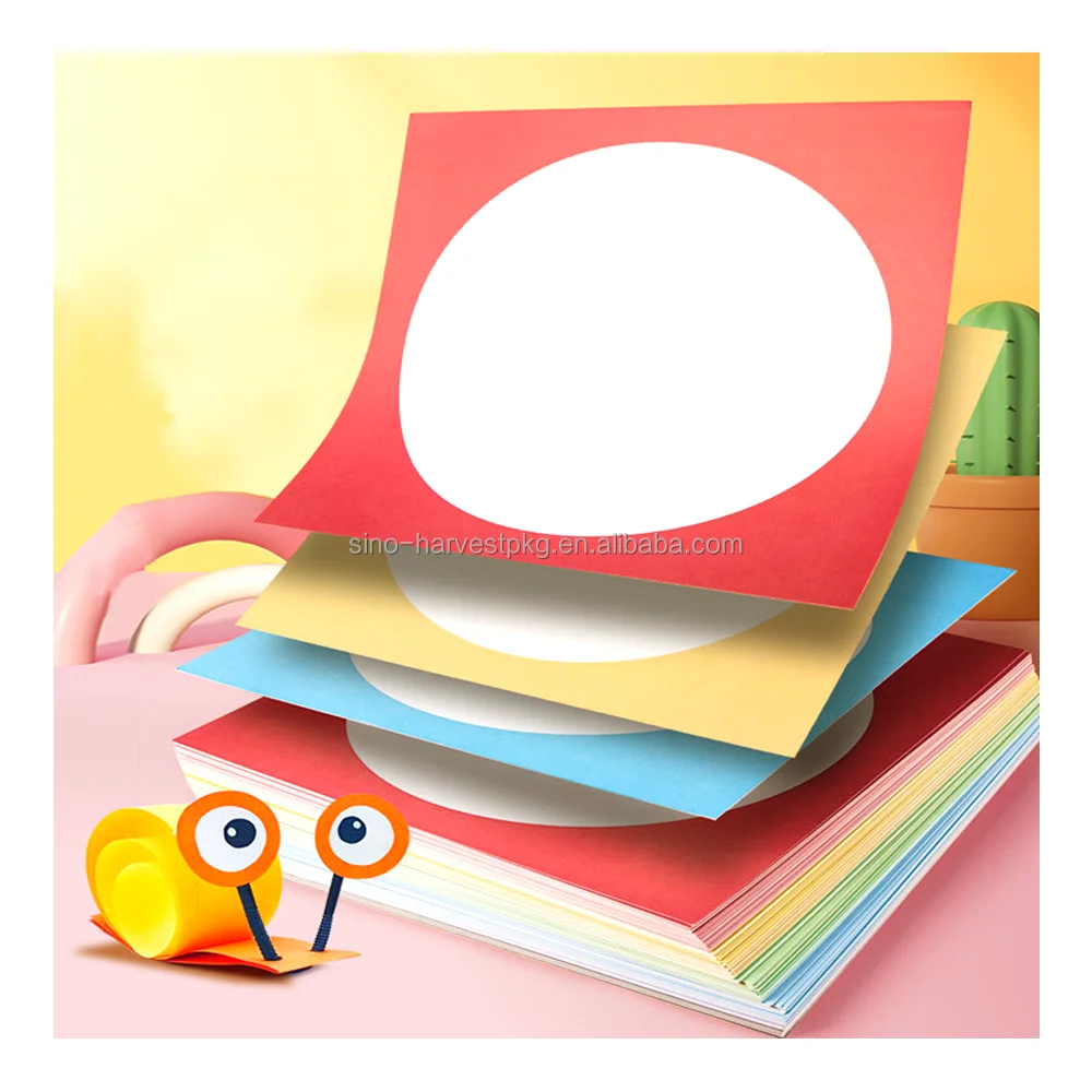 Wholesale color outer square inner circle printed cardboard 25x25CM can be used for handmade diy origami production