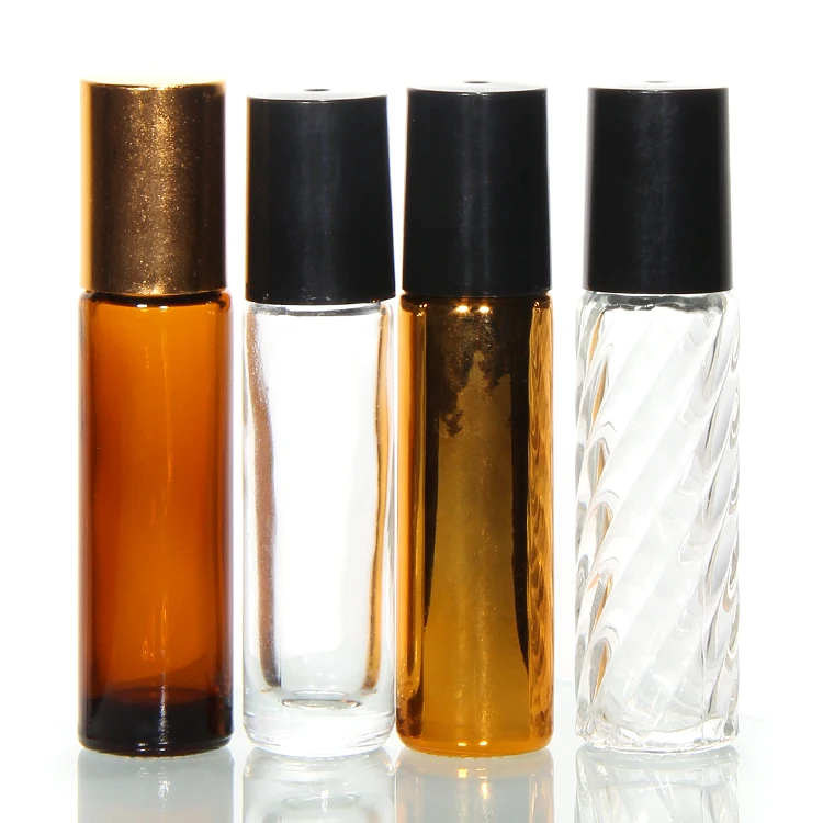 Gold Luxury 3ml 6ml 12ml Essential Oil Perfume Glass Roller Seal Screen Printing Free Sample Packaging