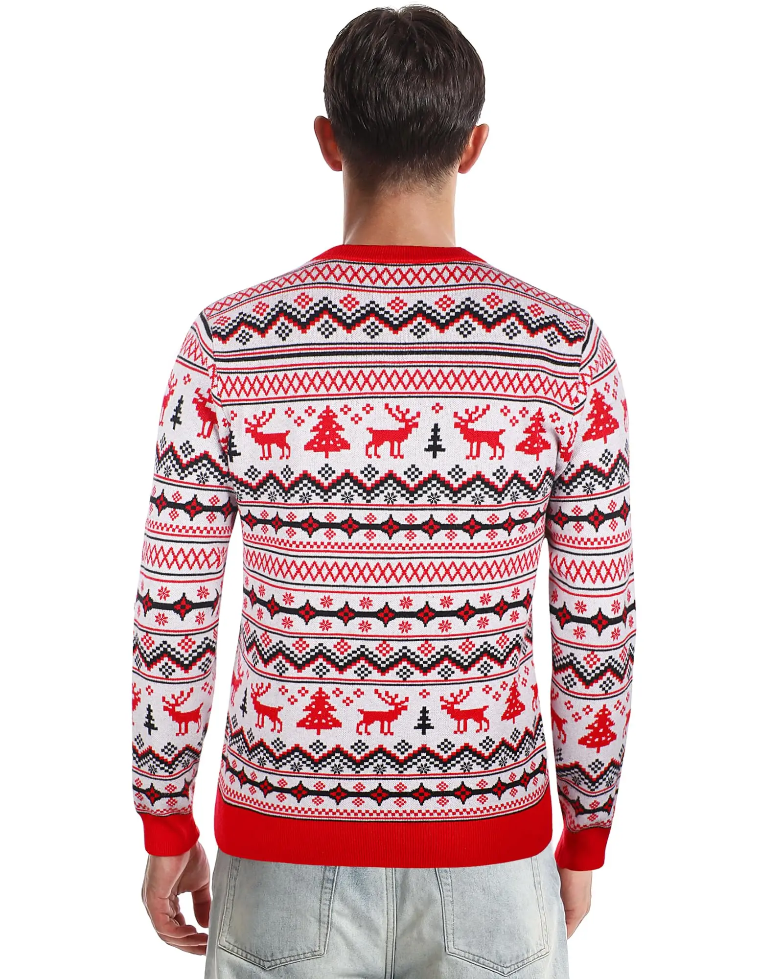 OEM Jacquard Knitted Pullover Matching Ugly Custom Design Christmas Sweater Family Green Acrylic Christmas Sweater For Men
