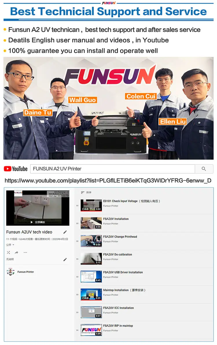 Funsun New A2 UV Printer Phone Case PVC Glass Leather Wood Flatbed UV Printer for All Flat and Cylindrical Wholesale