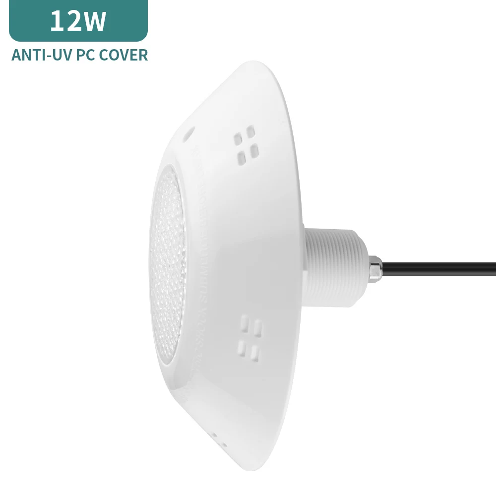 12V  IP68 Waterproof Connector IP68 Underwater LED Swimming Pool Light 12W Concrete vinyl fiberglass