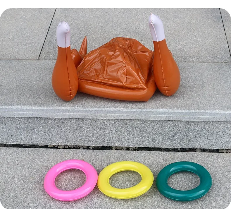 New Arrival Pvc Inflatable Christmas Decoration Grilled Chicken Leg Throwing Ring With 3 Ring