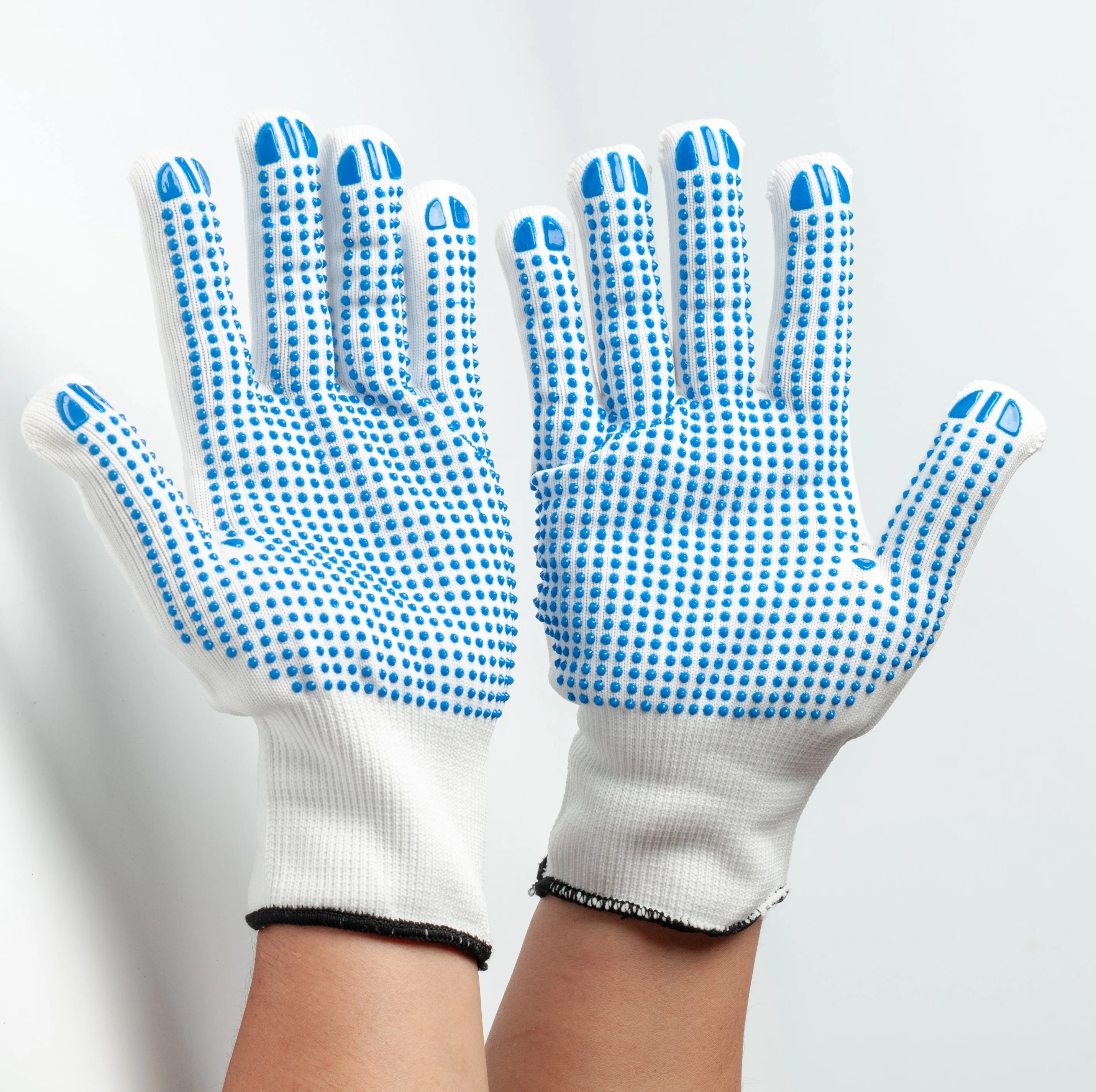 Anti-Slip Hot Sale Comfortable Single Side Safety Work Hand PVC Dotted Nylon Knitted Gloves