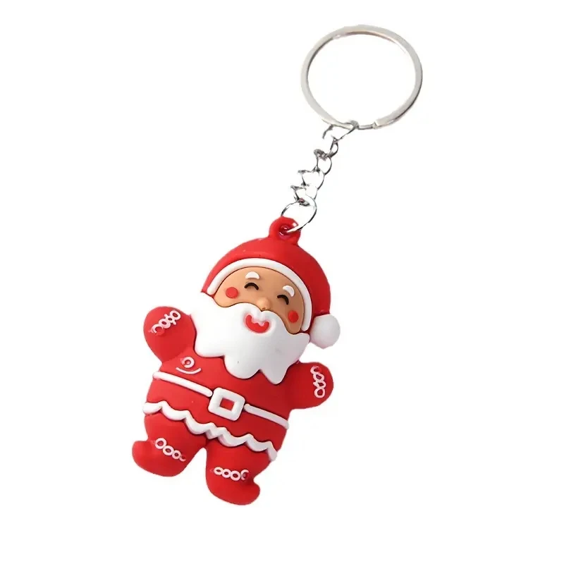 Оптовая продажа 3D Мягкие брелки из ПВХ мультфильм Санта-Клаус Снеговик Рождественская елка брелок кулон резиновый брелок аксессуары