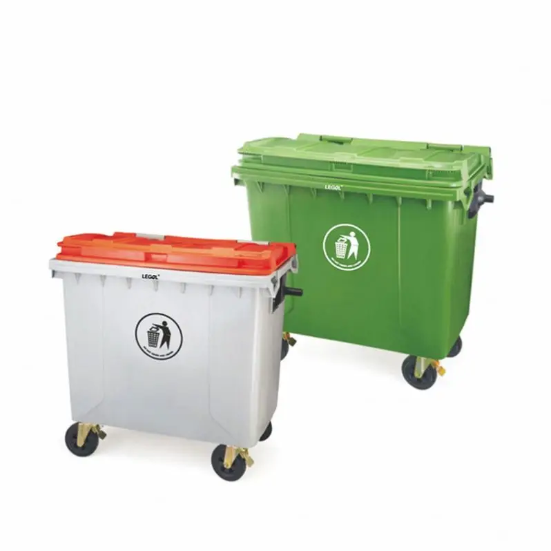 1100 liter 4 wheel HDPE rubbish bin wheeled plastic outdoor waste container trash cans for commercialarea