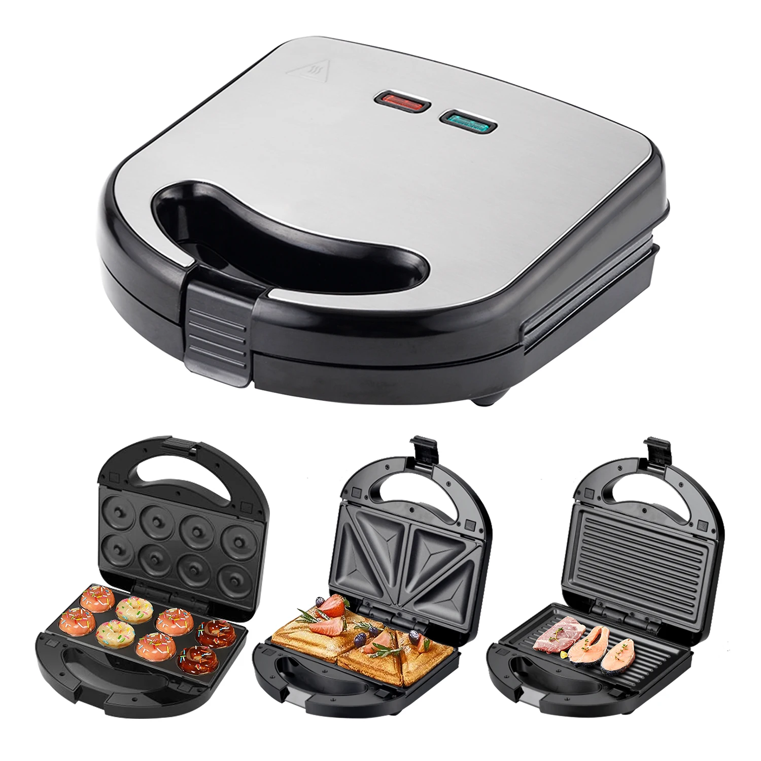 3 in 1Multifunction Removable Detachable Plates 6 In 1 Breakfast Nut Doughnut Waffle Maker Panini Electric Sandwich Maker