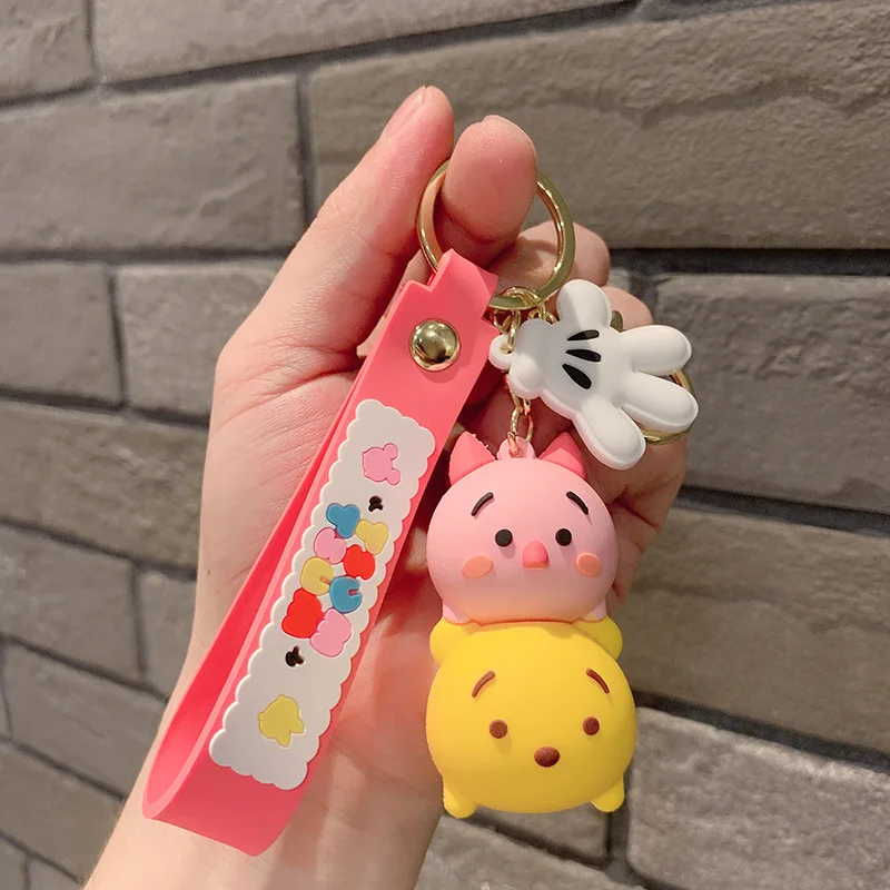 S281 Strawberry Bear cartoon PVC soft rubber car Winnie-the-Pooh Bear key chain accessories wholesale key chain pendant doll