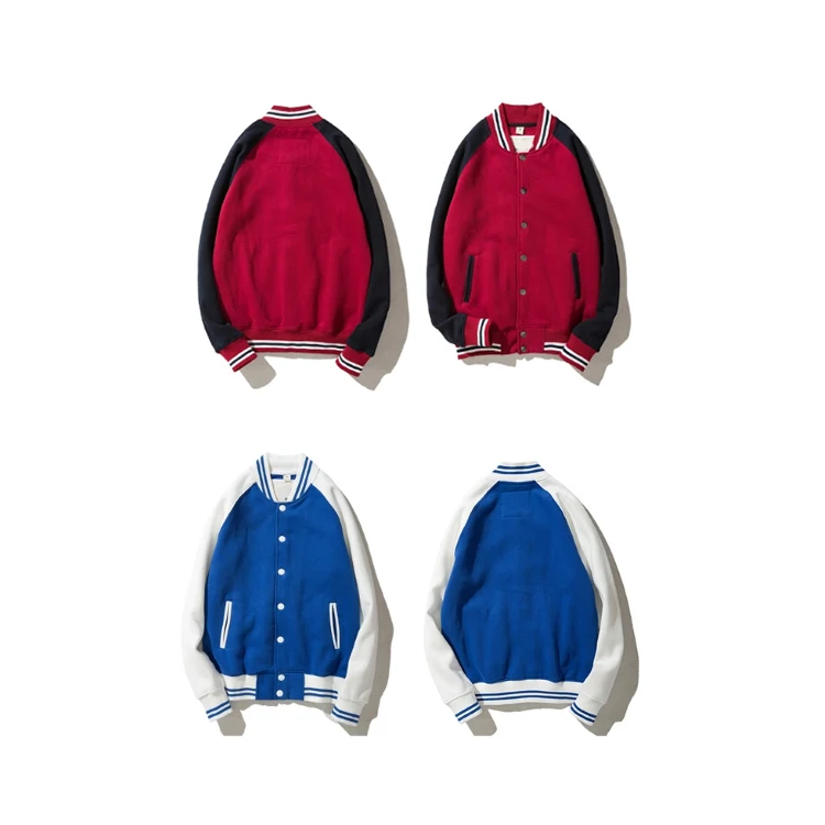 New Custom Printed Embroidered Logo Colorblock Polyester/Wool Baseball Bomber Jacket