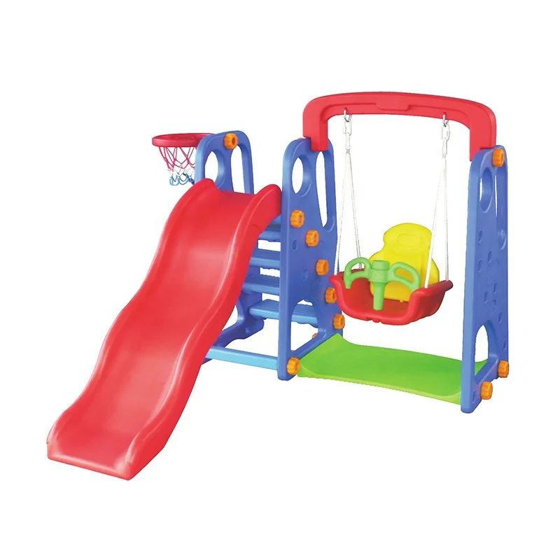Indoor children playground equipment plastic kids sliding toys baby swing slide set