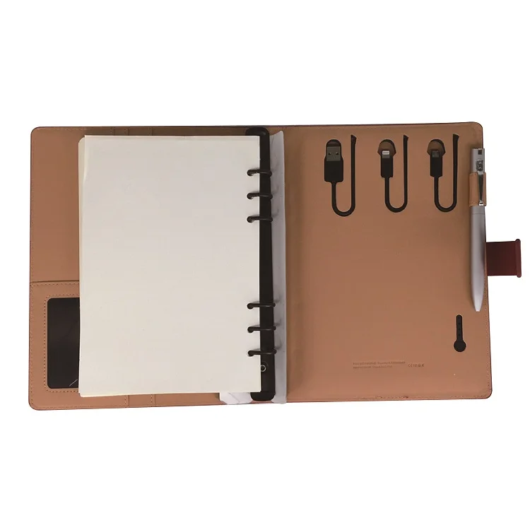 custom design a5 PU diary protective cover hardcover journal book powerbank notebook