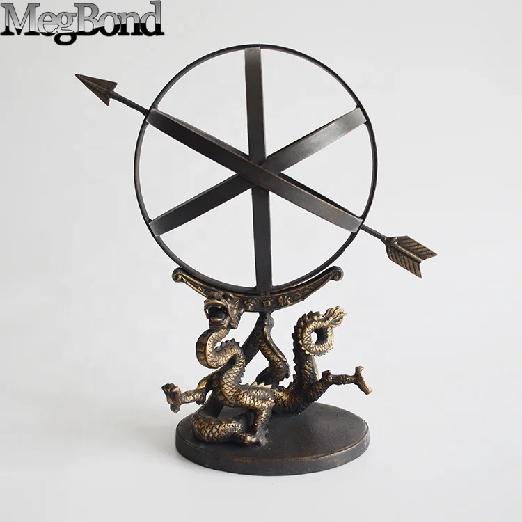 Cast iron Chinese dragon decorations bronze sphere decor,  metal Armillary sphere with  dragon design