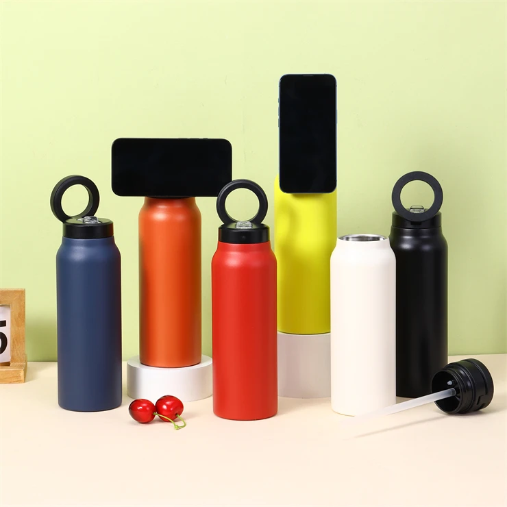 Custom New 24oz Magnetic Lid Water Bottle Phone Holder Phone Stand Adjustable Ringo like Water Bottle For ph_one 15 14 13
