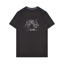 Simple vintage cotton elastic black t shirt custom tiger gel print wholesale t shirts