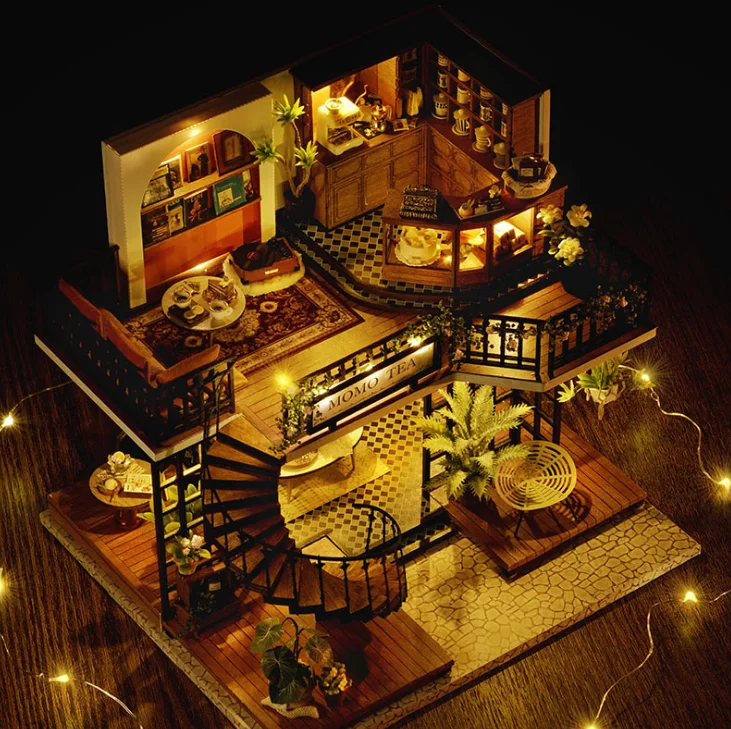 Kids doll house The newest handmade diy cabin house makes architectural models and assembles girl toy Forest doll houses