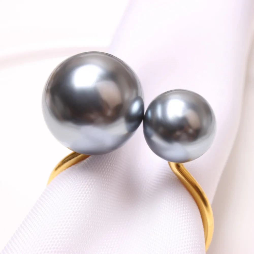 luxury nordic easter wedding thankful napkin ring holder with pearls metal table napkin rings