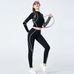 Custom Women Athletic yoga set with jacket, Wholesale high quality yoga set manufacture custom