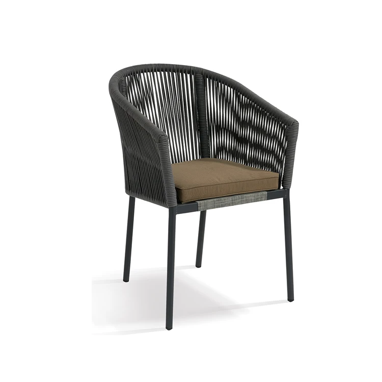 Modern Furniture Hotel Garden Coffee Chairs Stackable Aluminum Patio Restaurant Leisure Rope Chair