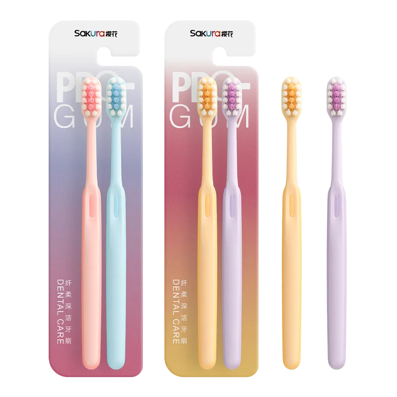 Personalized Portable Travel 2 Packs High Quality Customized Disposable Toothbrush Extra Soft Bristle Adult Manual Toothbrush