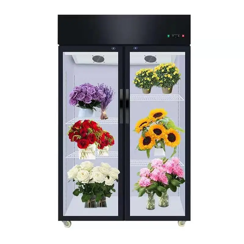 Изготовленный на заказ Высокое качество супер рынок цветочный охлаждаемый прилавок-витрина холодильник из нержавеющей стали со сдвоенными закаленное стекло