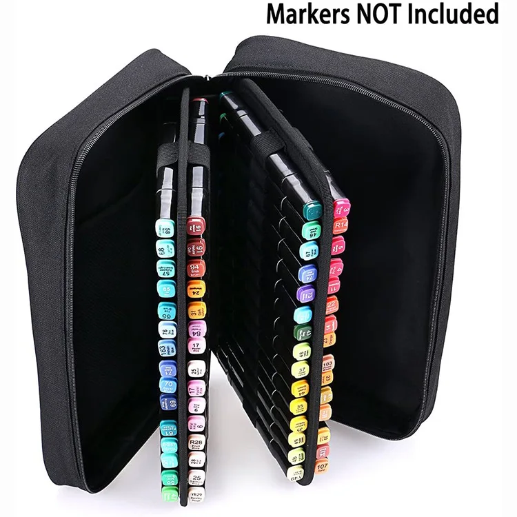 Art Marker Carrying Case Lipstick Organizer-60 Slots Canvas or Oxford Cloth Zippered Markers Storage Bags