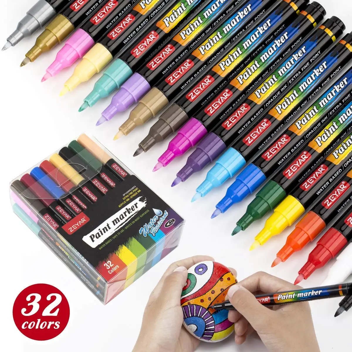 Zeyar brand ZP1132 Glitter marker water based ink valve-action pen dry fast permanent writes on most surfaces multi colors