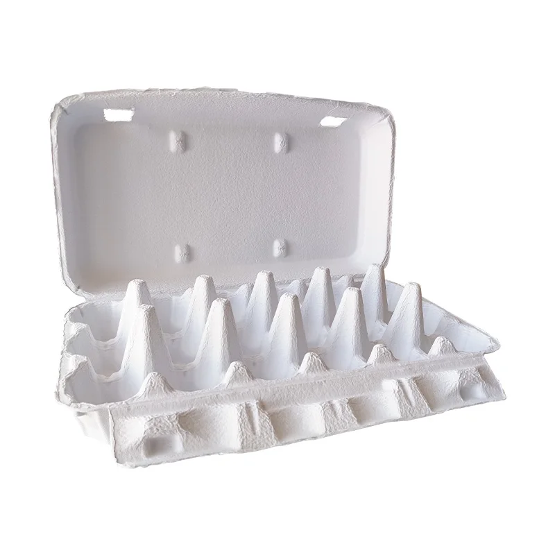 factory manufacturer white paper fiber egg box 3*6=18 holes flip top lid biodegradable hen egg containers farm business boxes
