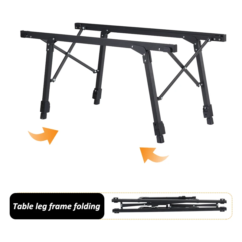 2023 Korea New Design Outdoor Fold Away Assembly Black Aluminum Collapsible Cooking Bbq Camping Grill Table