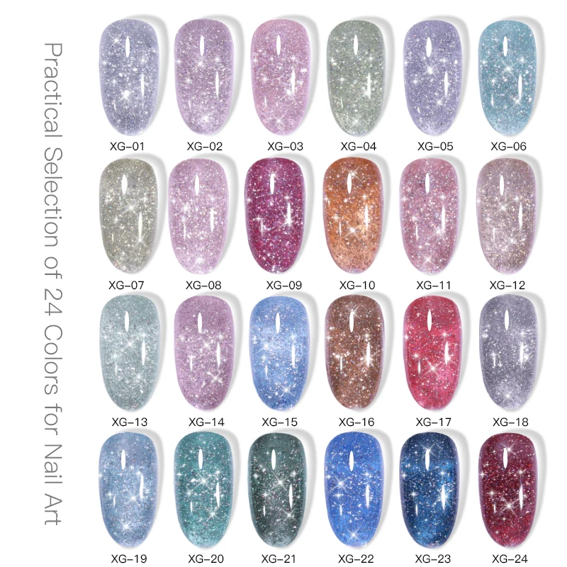 Factory Glitter Gel Polish Manicure Biab 24Colors Reflective Disco Gel Polish Glitter Gelpolish
