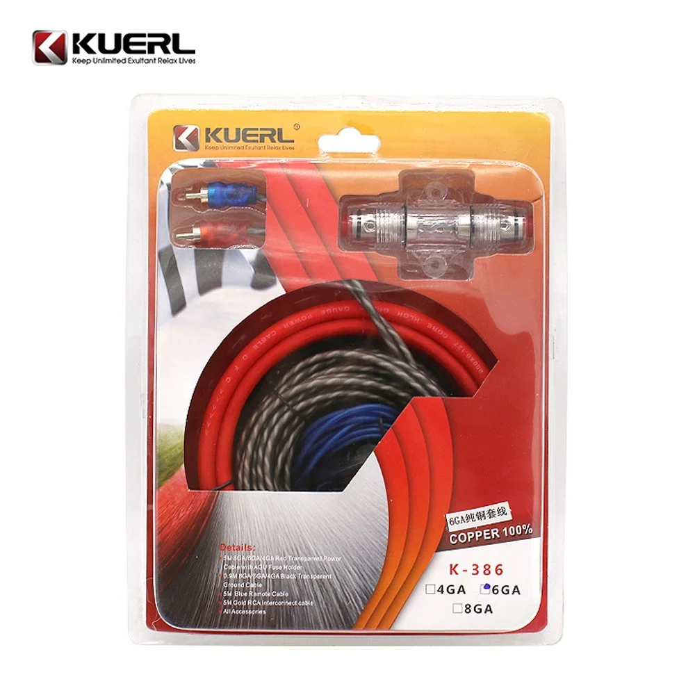 Best car audio cable kit 6 gauge bare copper power amplifier wiring kit
