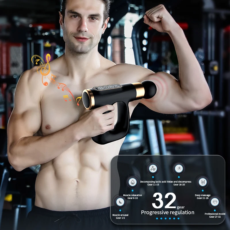 HB-007C Pulse Heating 3-in-1 Deep Tissue Myofascial Massage Gun with Bluetooth Music Touch Screen for Myofascial Massagers