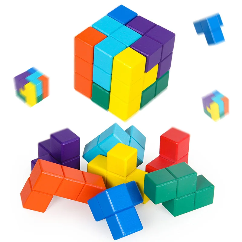 Children Colorful Eco-friendly Paint Logical Thinking Brain Game Early Educational Intelligence Cube Blocks