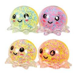 Promotional Beads Filled Light-up Small Octopus Stress Release Toy Emotion Relief Squishy Ball For Kids Fun Squeeze