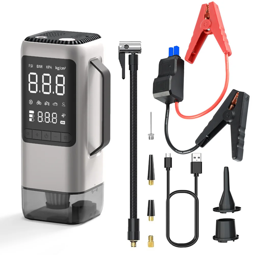 Multi-function Portable Tire Inflator Car Vacuum Power Bank Battery Booster 1000A 8000mAh Jump Starter with Vacuum Cleaner