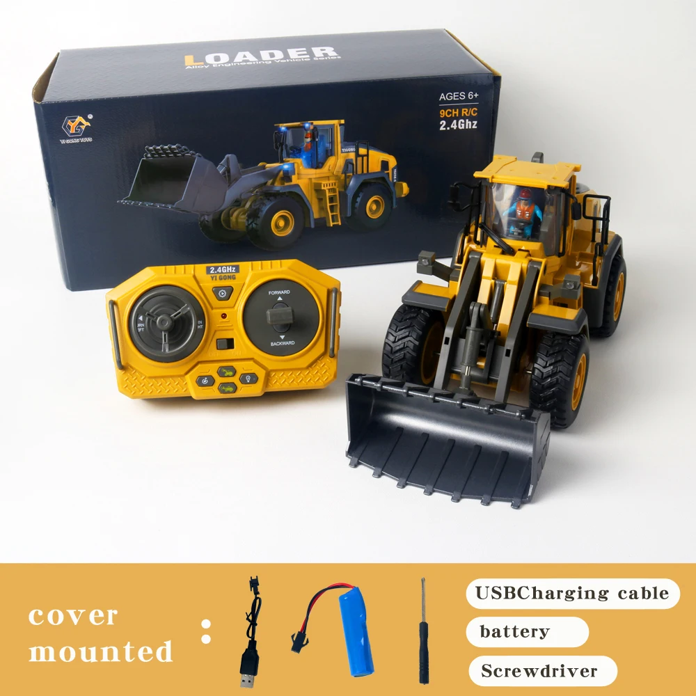 Alloy Loader RC car Toy Bulldozer Engineering Vehicle Remote Control Alloy 2.4G 1:20 9 Channel Electric Multi-function RC 40M