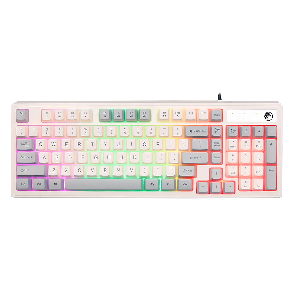 Razeak Ergonomic Luminous 98 Keys Colorful Keycap Office E-Sports Backlight USB Wired Gaming Keyboard for Phone Tablet Laptop