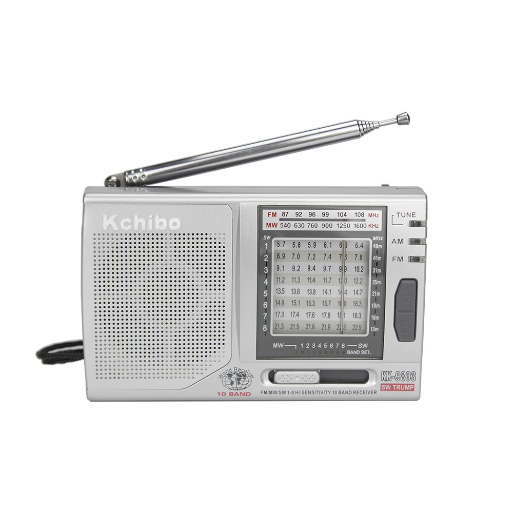 KK-9803 world radio receiver mini Kchibo am fm sw 10 band radio micro DC battery powered radio