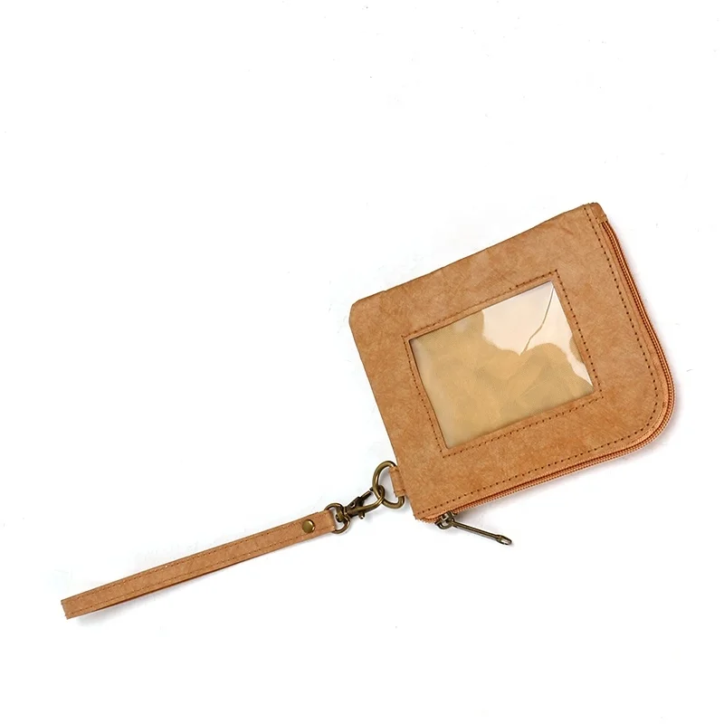 Manufacturer customized   brown color   purse Tyvek  paper  waterproof purse durable bank card bag    lightweight wallet