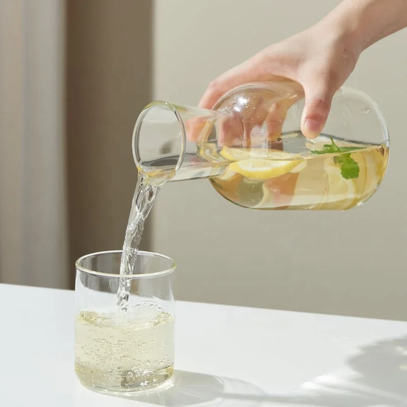 Glass cold water bottle juice cup Large capacity household high borosilicate glass thickened heat resistant one person drink set