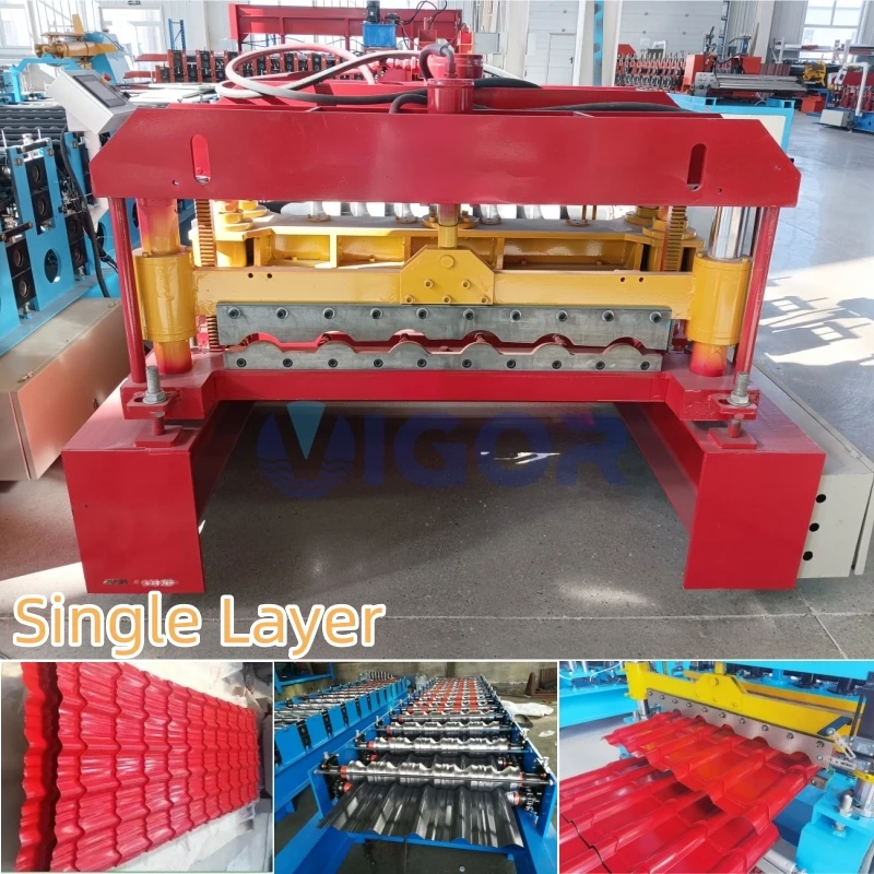 Galvanized Roofing Sheet Roll Forming Machine 3d Glazed Roofing Tile Double Layer Roll Forming Machine